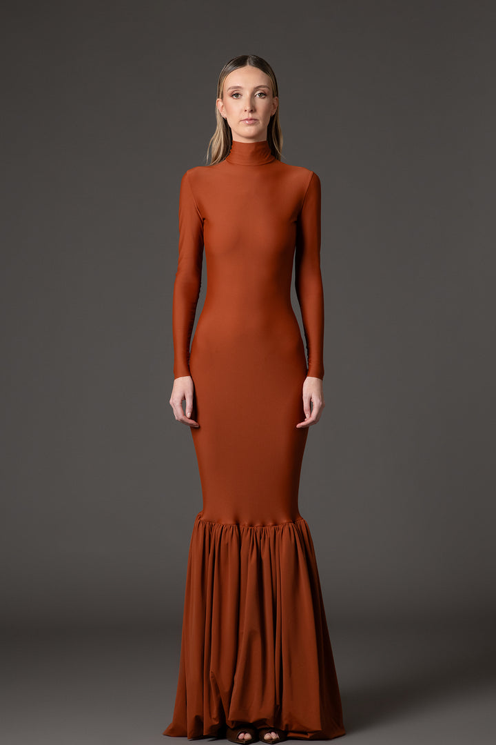 Long Sleeves with High-Neckline Mermaid Dress