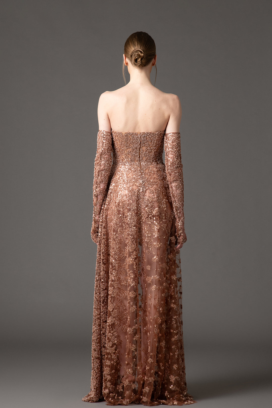 Tulle Dress with Embroidered Strapless