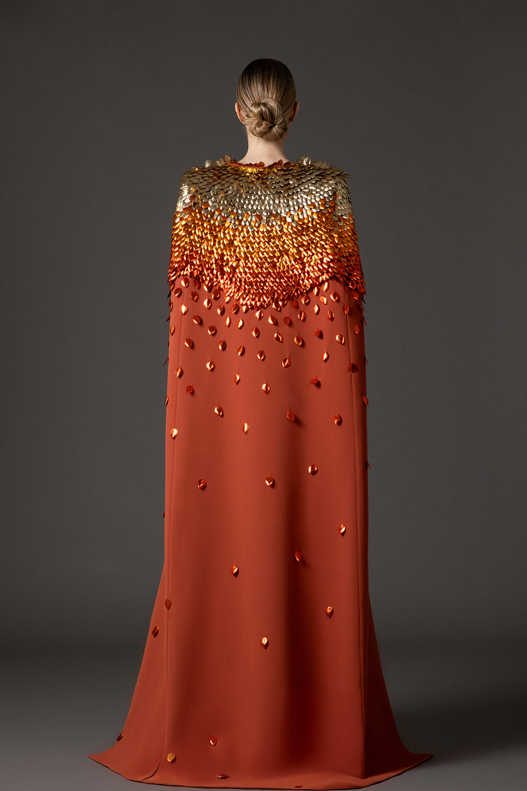 Crepe Dress with 3D Leaf Embellishment