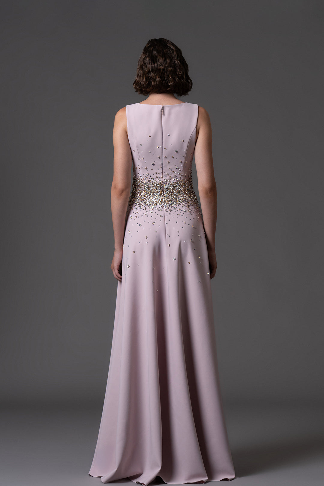 Embroidered Silhouette and Deep-V Armhole Dress
