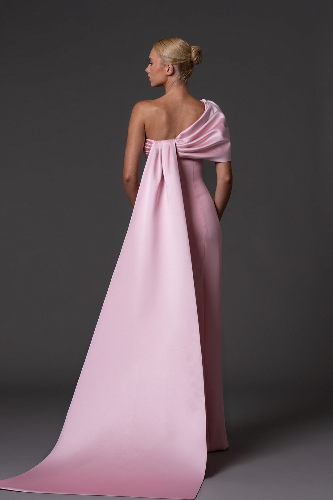Crepe Column Dress with Satin Bow