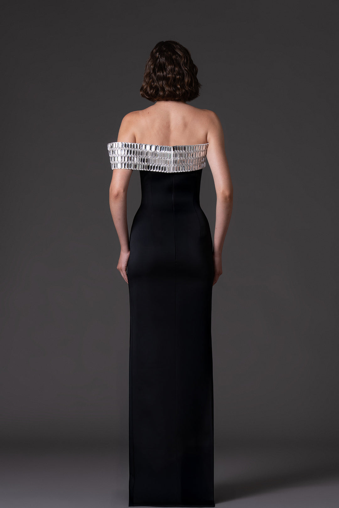 One-Shoulder Embroidered Neckline Dress