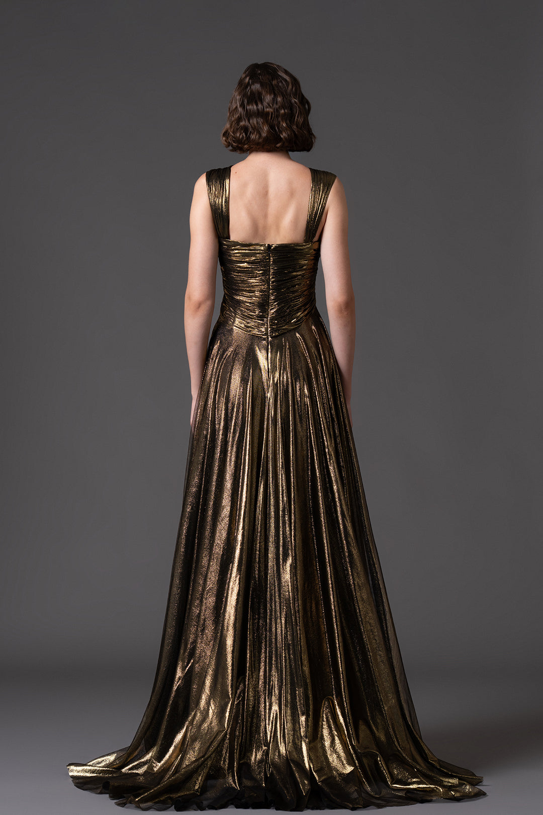 Embroidered Corseted Strapless A-line Dress