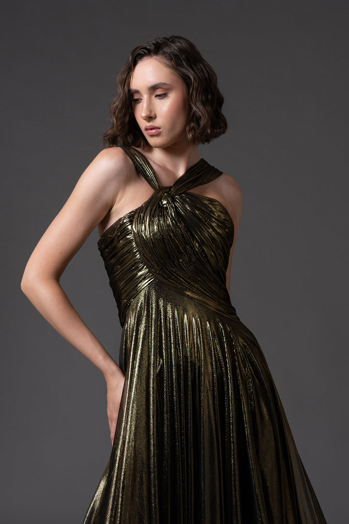 Embroidered Corseted Strapless A-line Dress