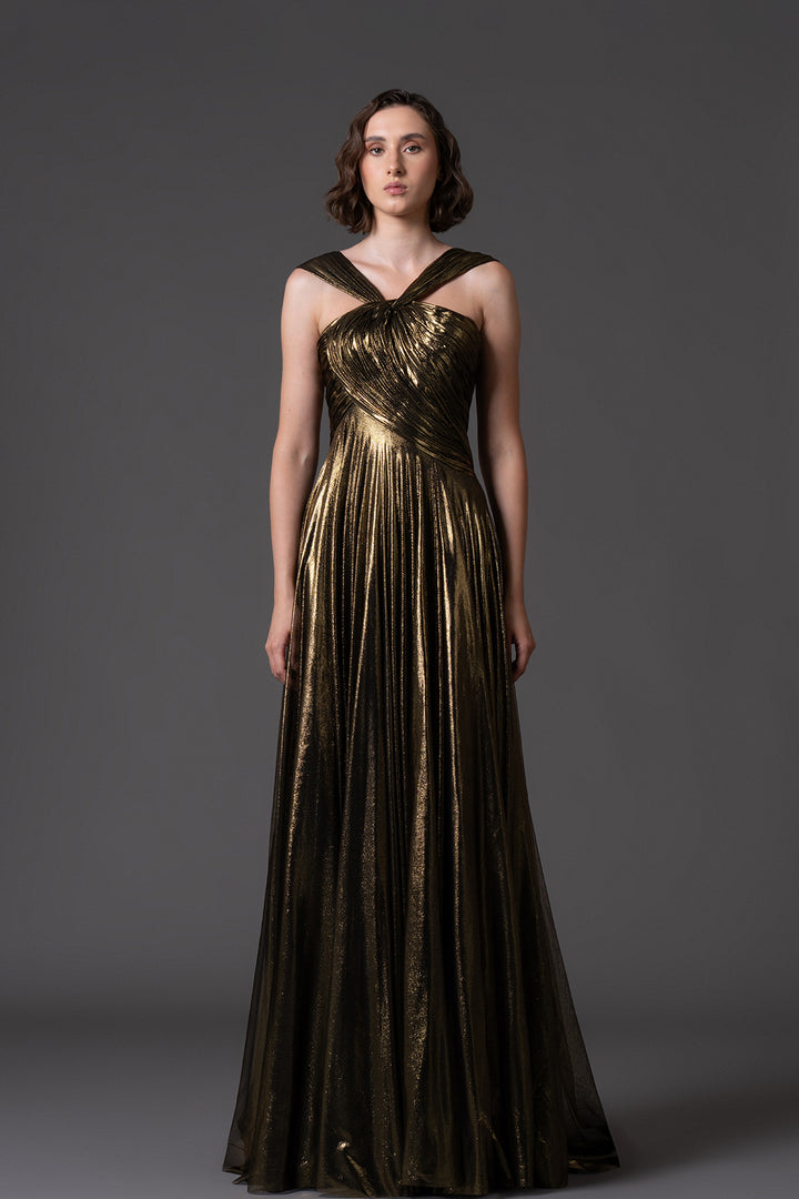 Embroidered Corseted Strapless A-line Dress