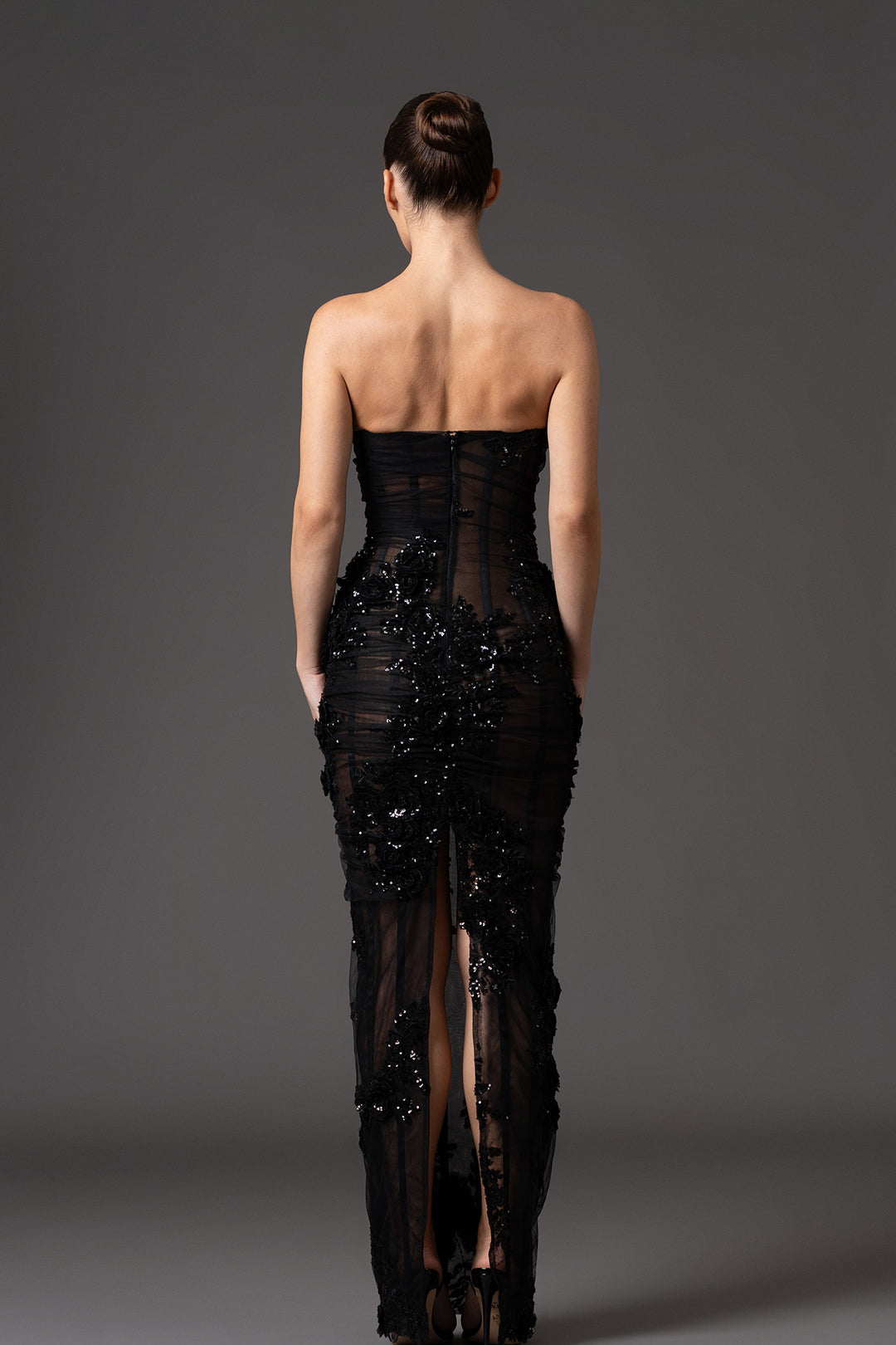 Strapless Tulle Corseted Column Dress
