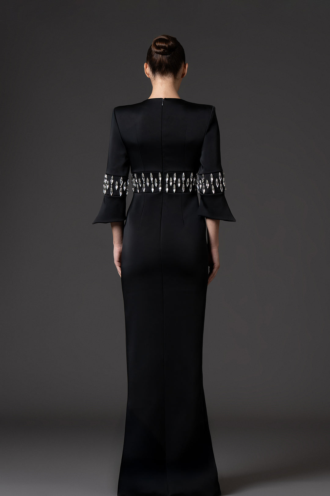 Scuba Crepe Dress with Crystal Embroidery