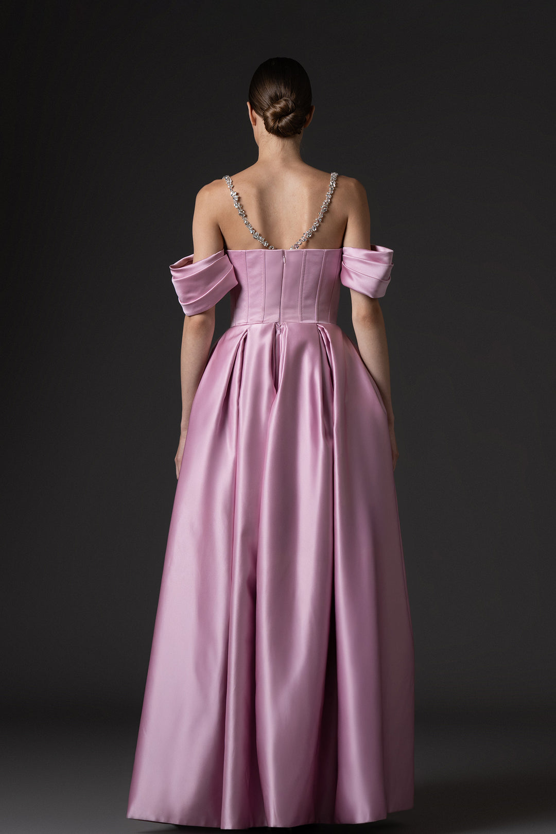 A-Line Long Dress with Off-The-Shoulder Sleeves