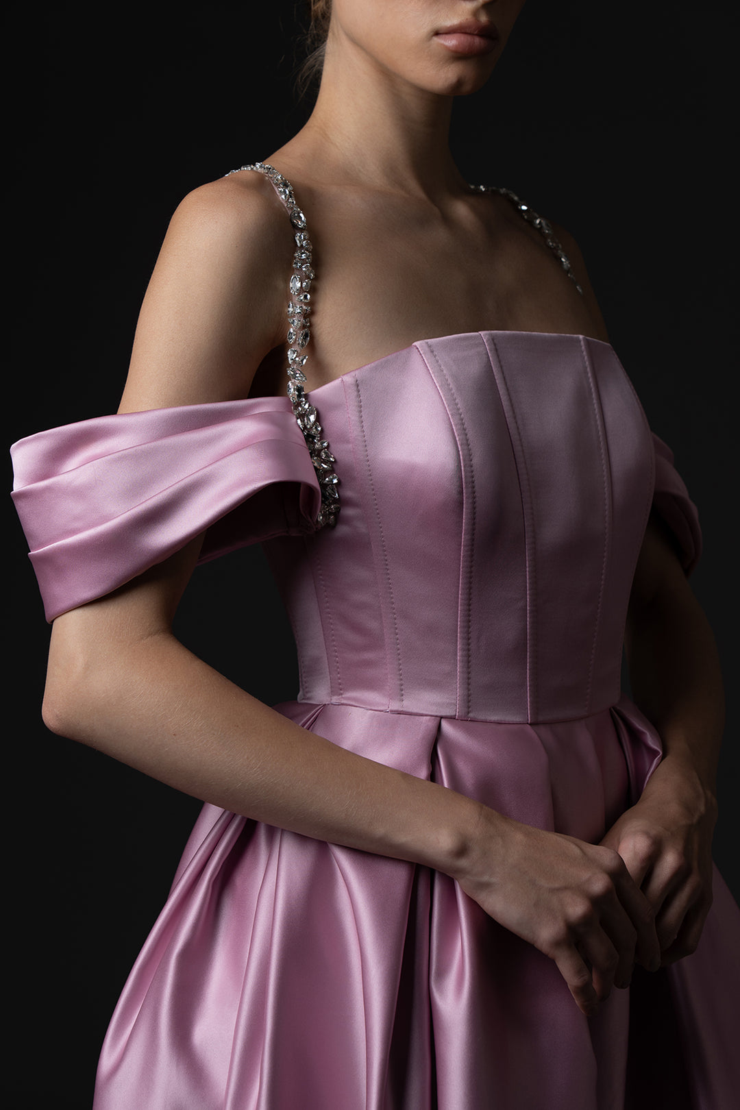 A-Line Long Dress with Off-The-Shoulder Sleeves