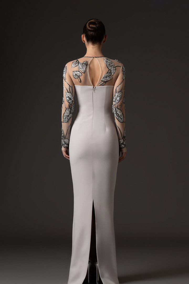 Long Dress with Floral Embroidery