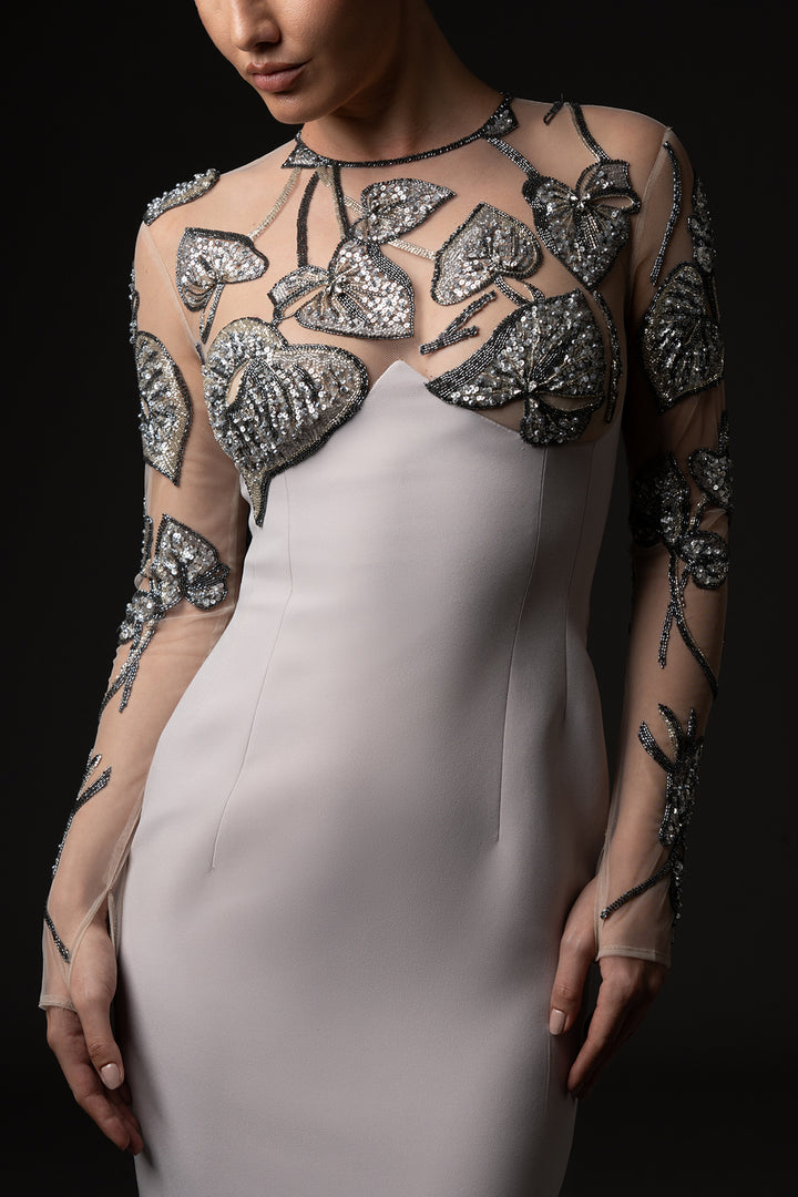 Long Dress with Floral Embroidery