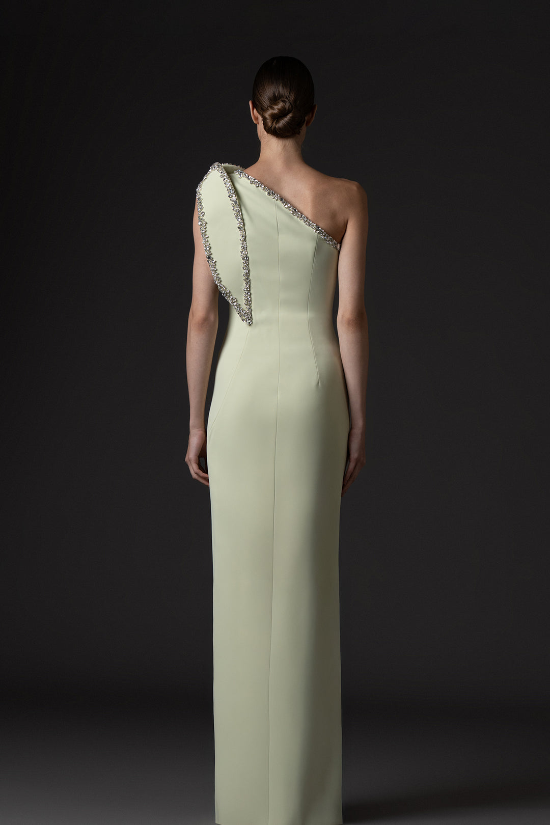 One-Shoulder Neckline and Crystal Embroidery Dress