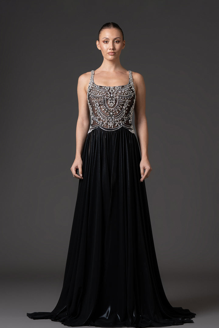 A-line Dress with Corset Embroidery