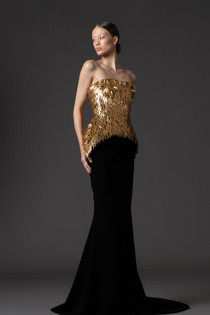 Mermaid Dress with Spike Corset Embroidery