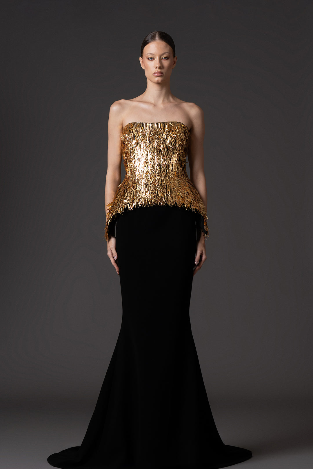 Mermaid Dress with Spike Corset Embroidery