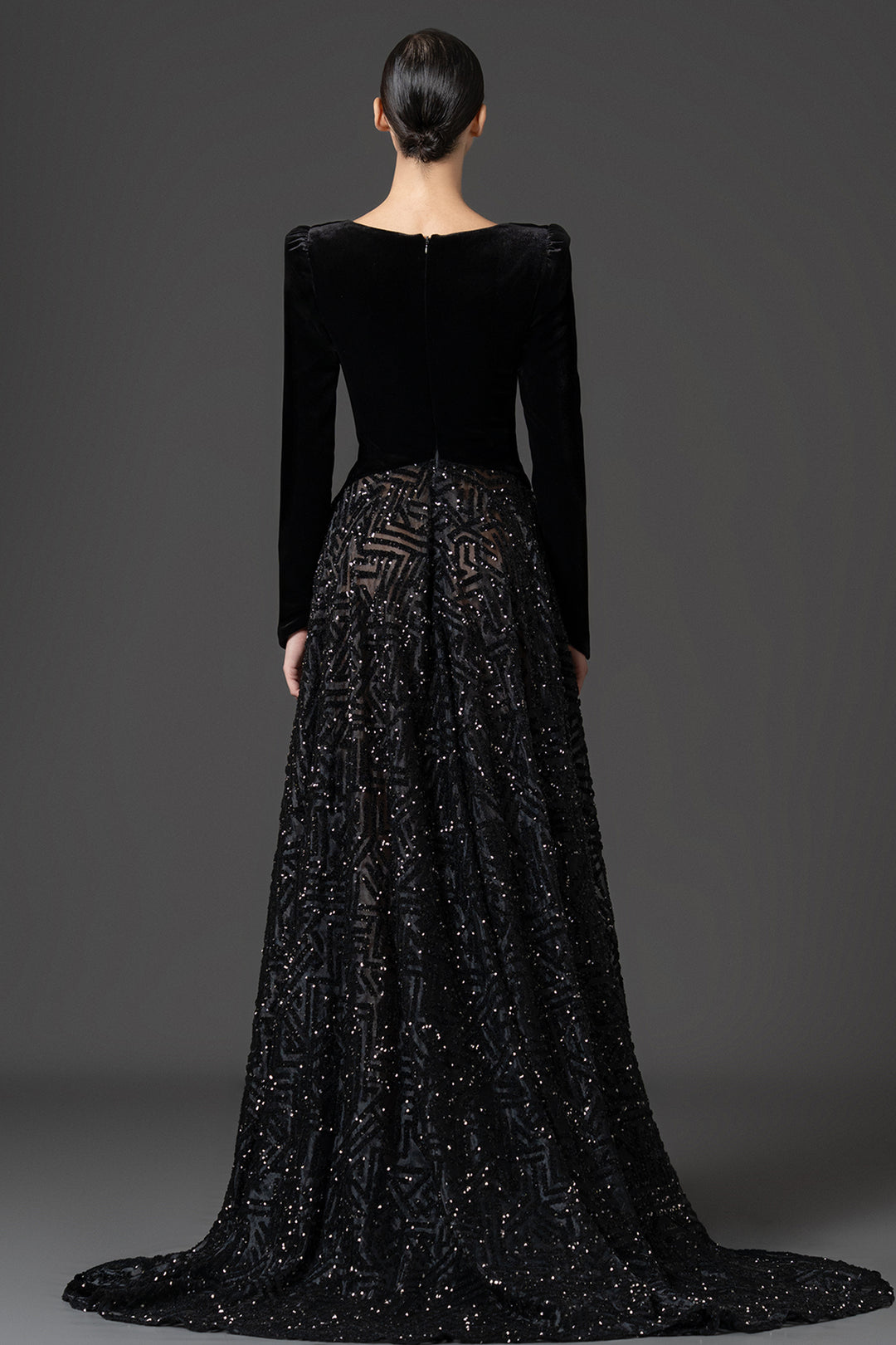 Embroidered Sweetheart with Velvet A-Line Dress