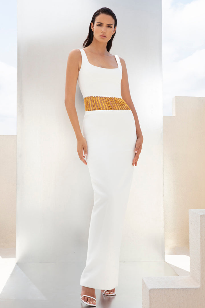 Sleeveless Crepe with Long Dress