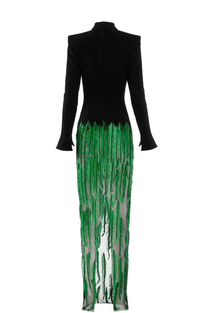 Crepe Bodice with Feathered Skirt