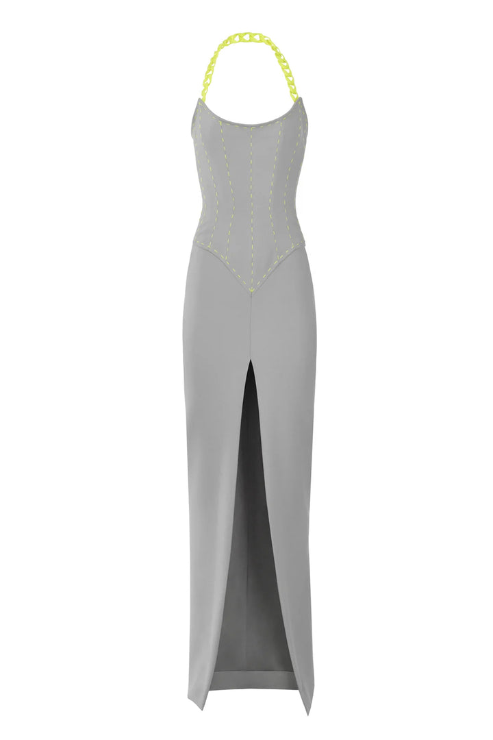 Halter Neck Sleeveless Crepe Dress