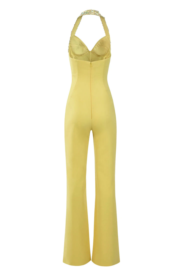 Sleeveless Crepe Long Jumpsuit