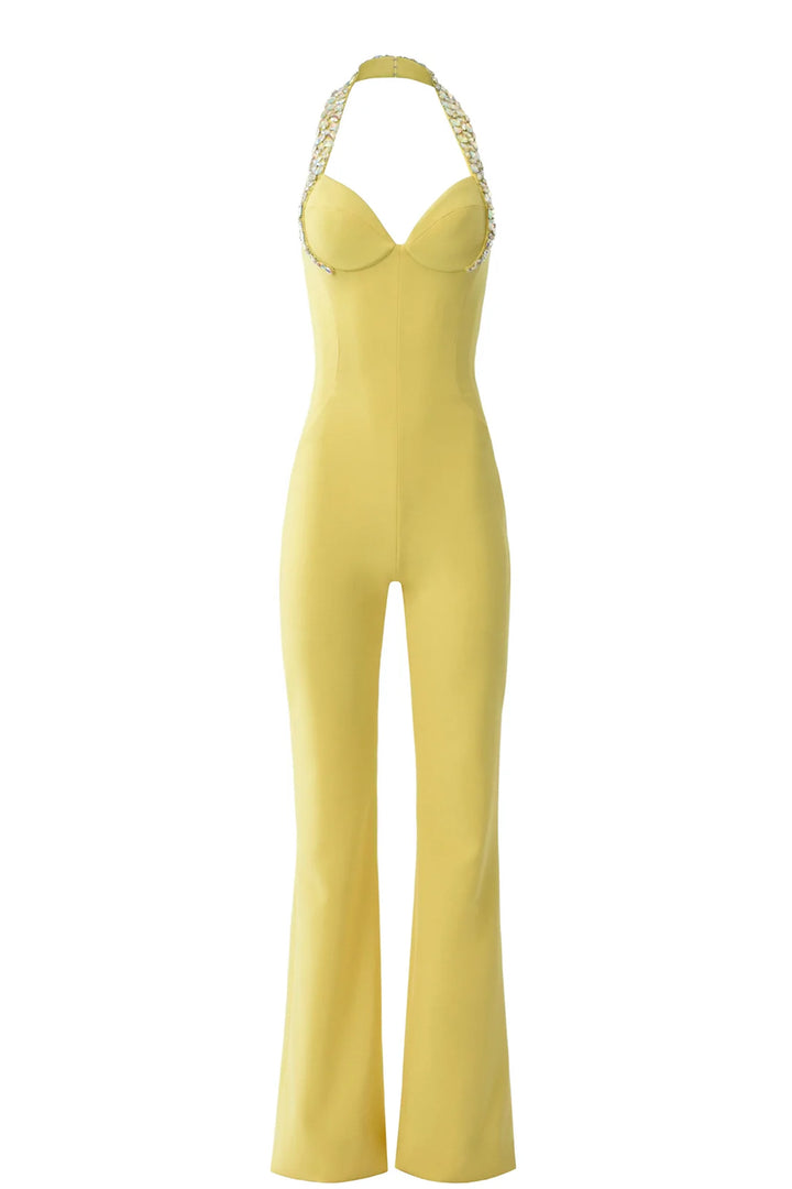 Sleeveless Crepe Long Jumpsuit