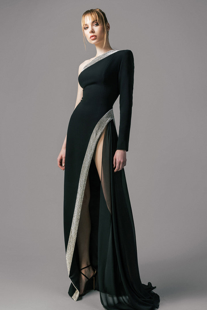 One-Shoulder Crepe Dress