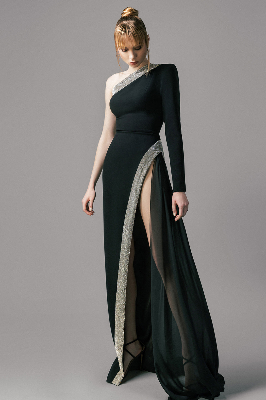 One-Shoulder Crepe Dress