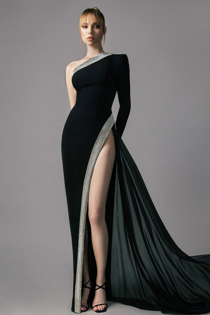 One-Shoulder Crepe Dress