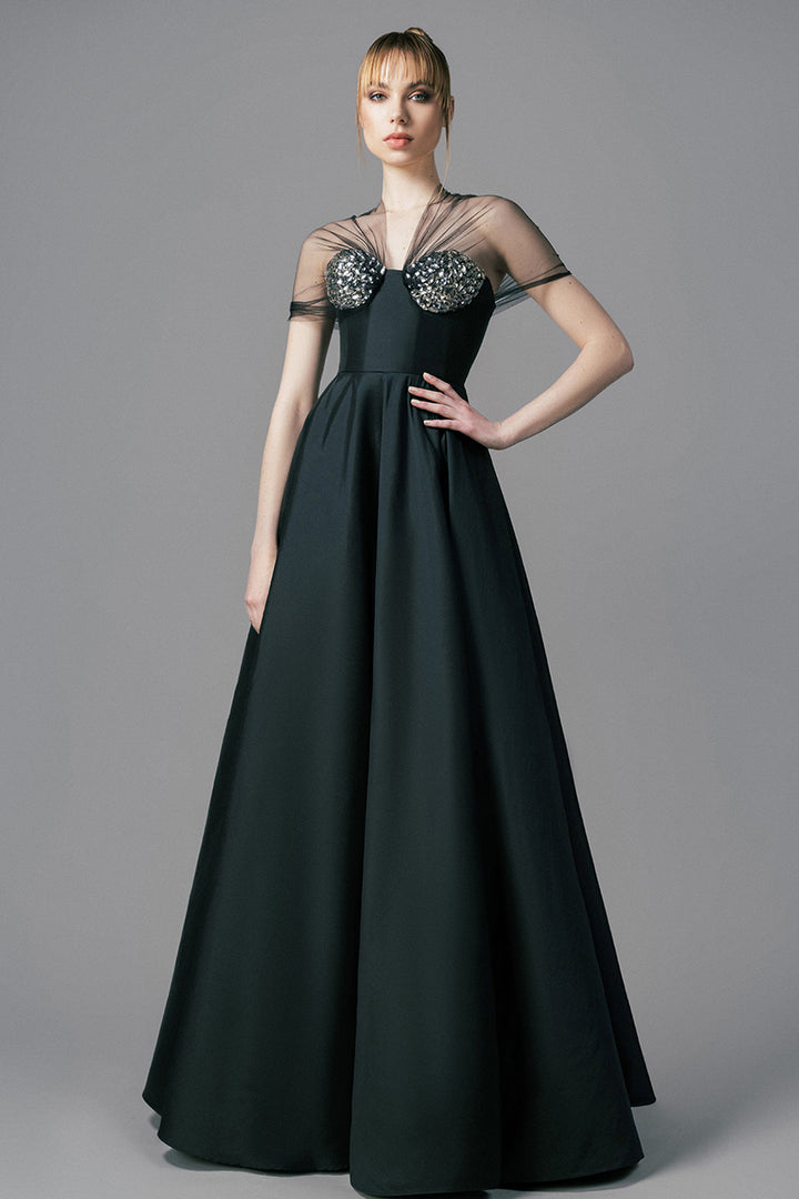 Sleeveless Taffeta A-line Dress
