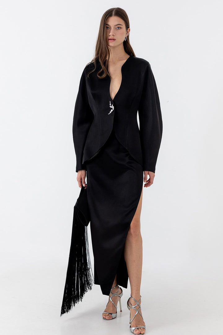 Sculpted Jacket and Pencil Skirt Ensemble