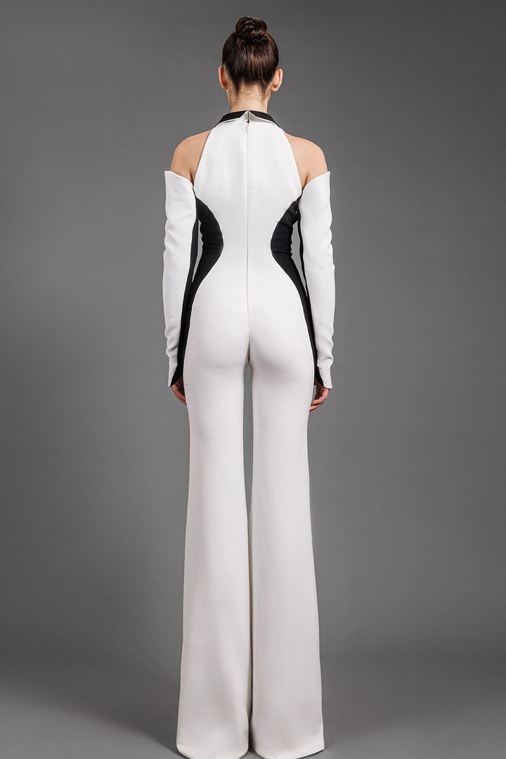 Crepe Jumpsuit With Flared Pants