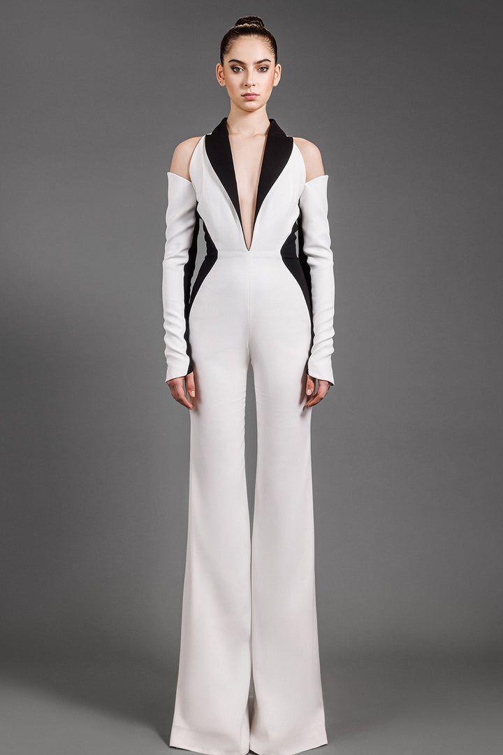Crepe Jumpsuit With Flared Pants