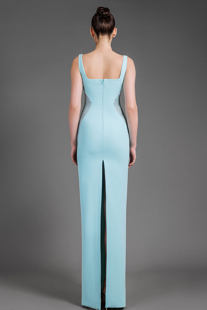 Straight Cut with Long Crepe Dress