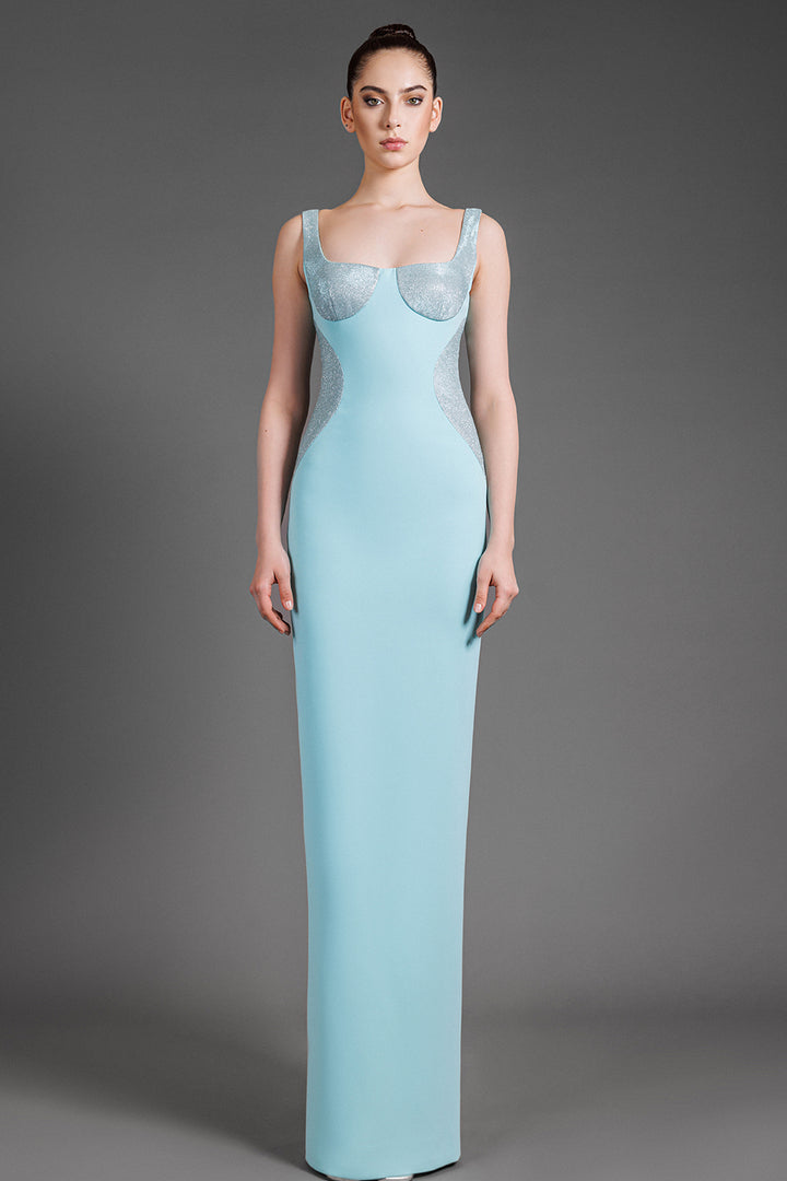 Straight Cut with Long Crepe Dress