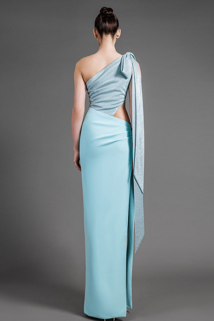 One-Shoulder Sleeveless Crepe Dress