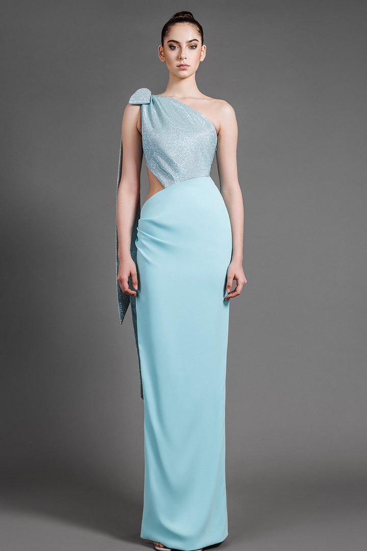 One-Shoulder Sleeveless Crepe Dress
