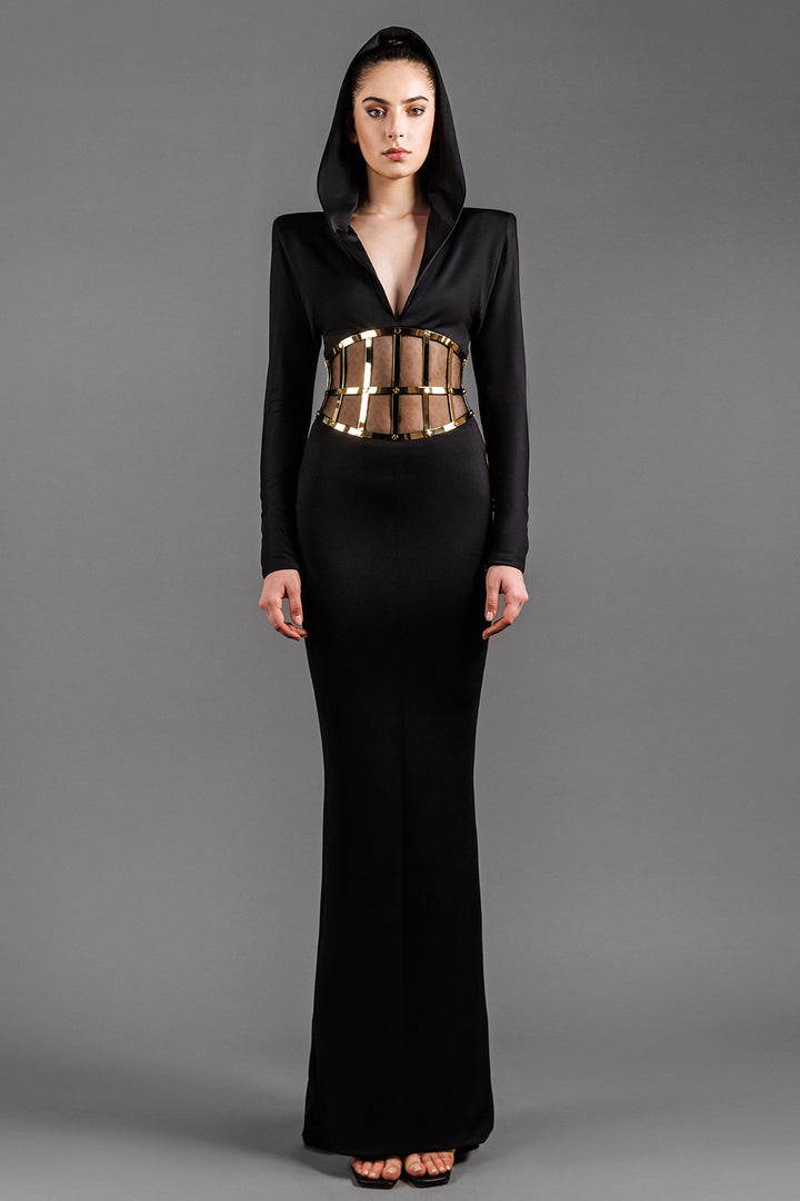 Long-Sleeved Mermaid Cut Hooded Dress