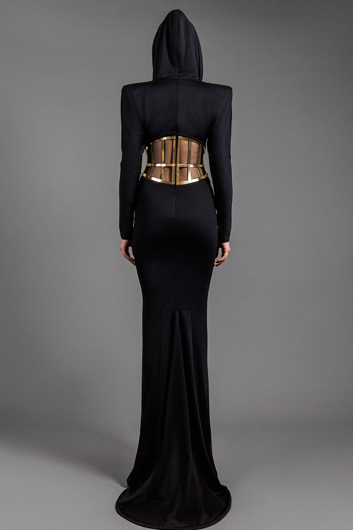 Long-Sleeved Mermaid Cut Hooded Dress