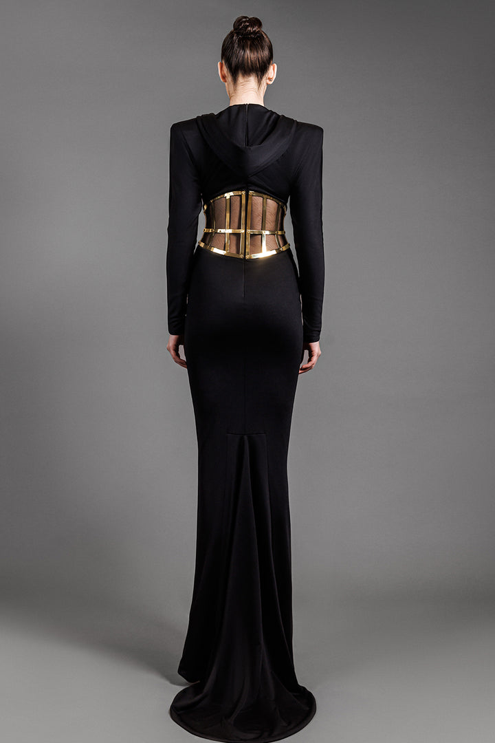 Long-Sleeved Mermaid Cut Hooded Dress