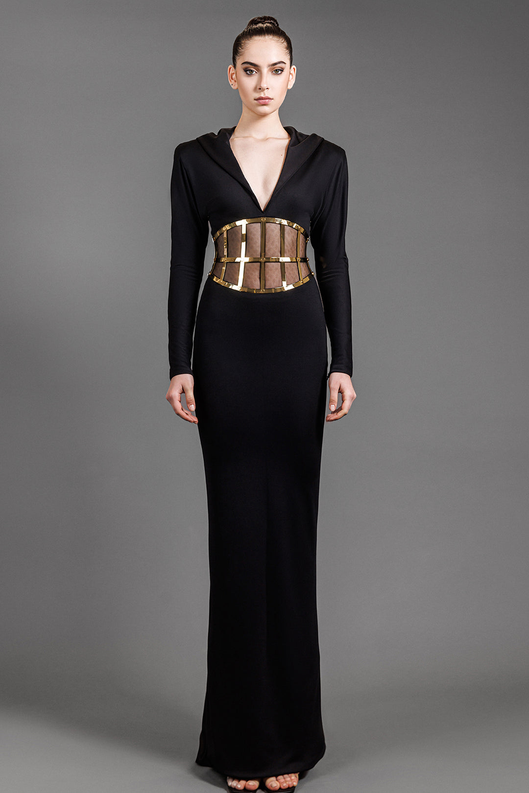 Long-Sleeved Mermaid Cut Hooded Dress