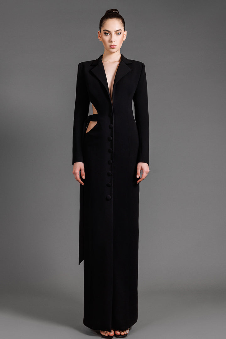 Crepe Long Dress With Side Cutout