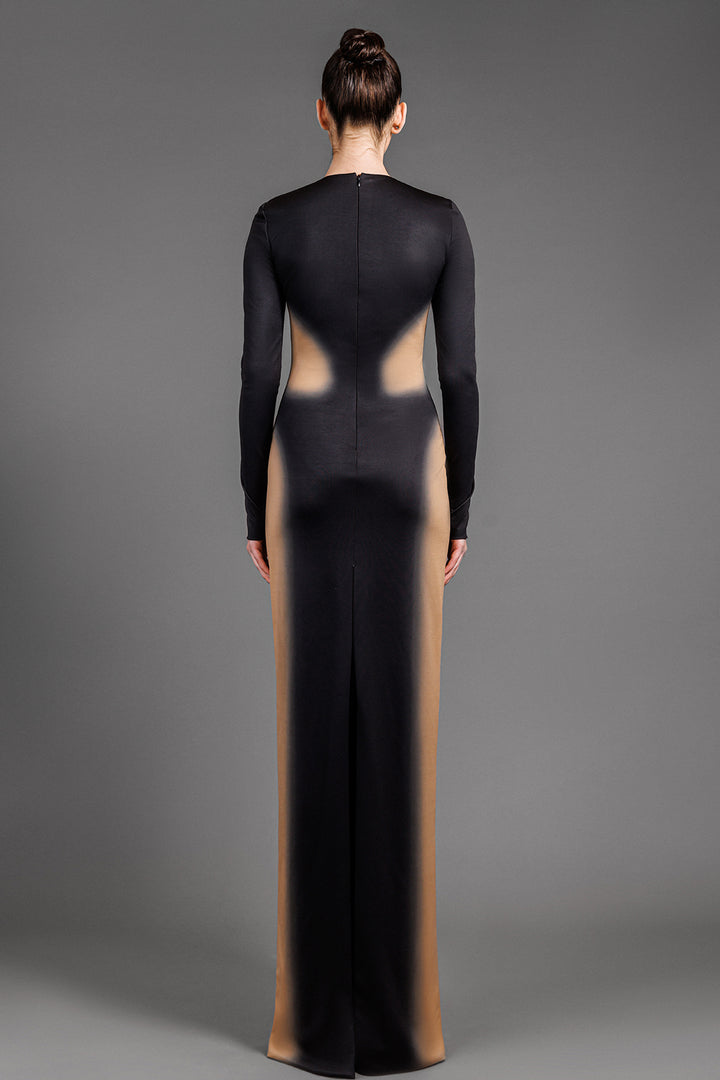 Jersey Fitted with Long Sleeved Column Dress