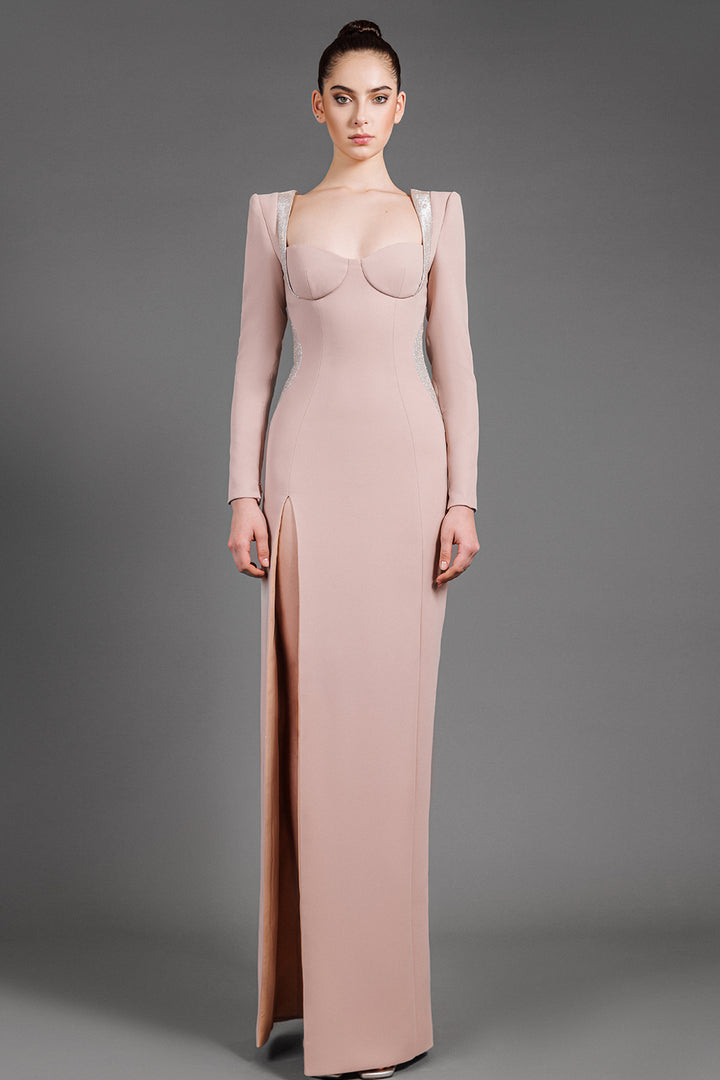 Long Sleeved with Crepe Dress