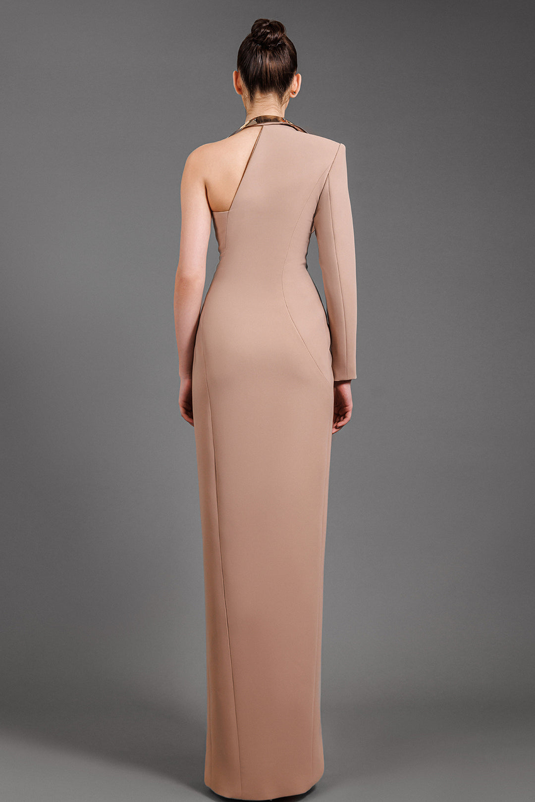 One Sleeve Crepe Coat Dress