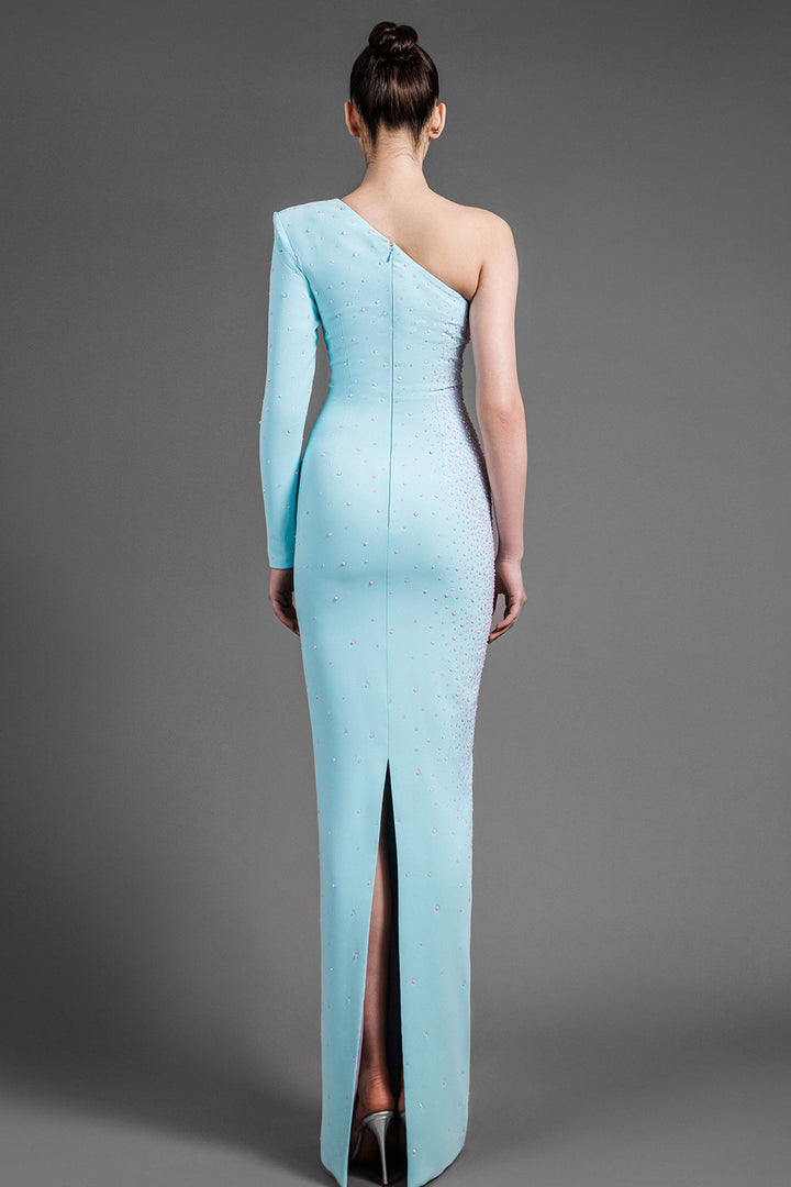 One-Shoulder Fitted Crepe Dress