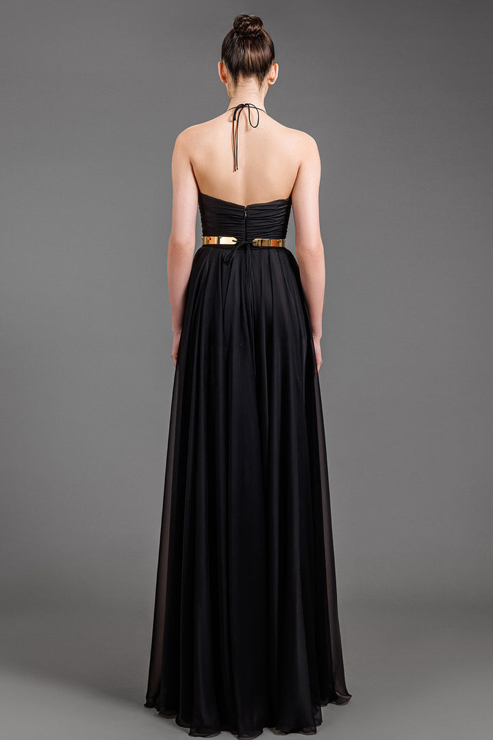 Halter Neck Chiffon with A-Line Dress