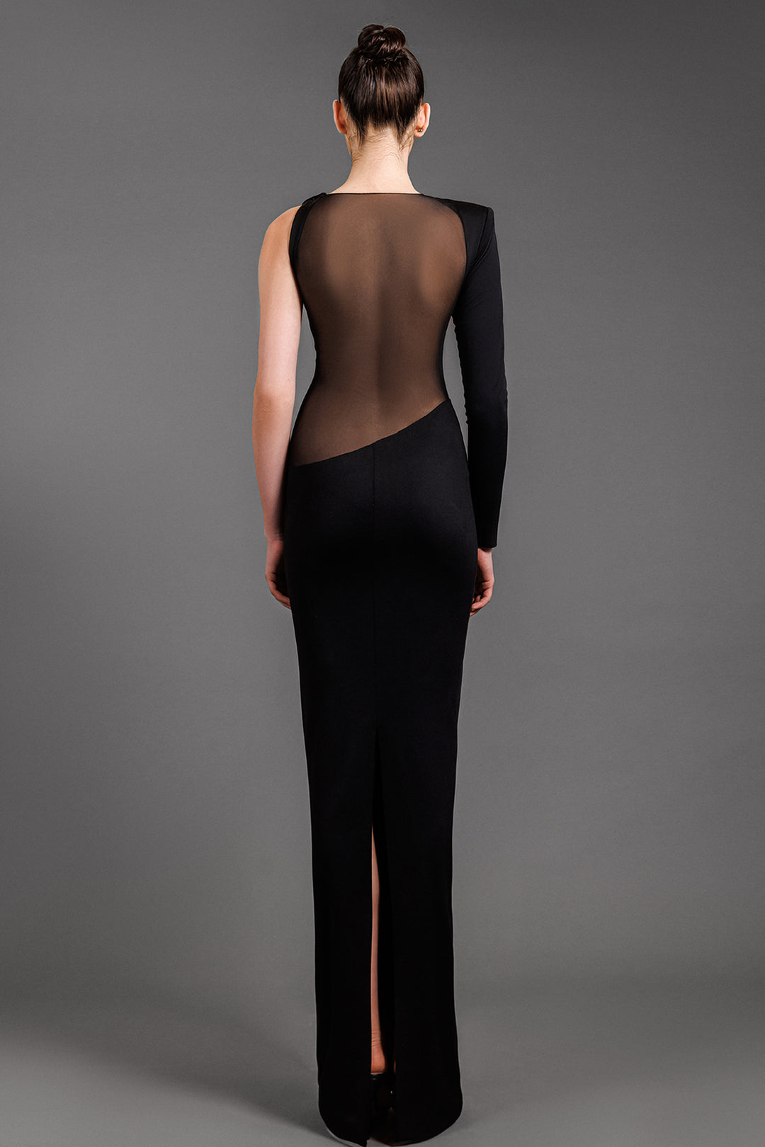 One Long-Sleeve Fitted Jersey Long Dress