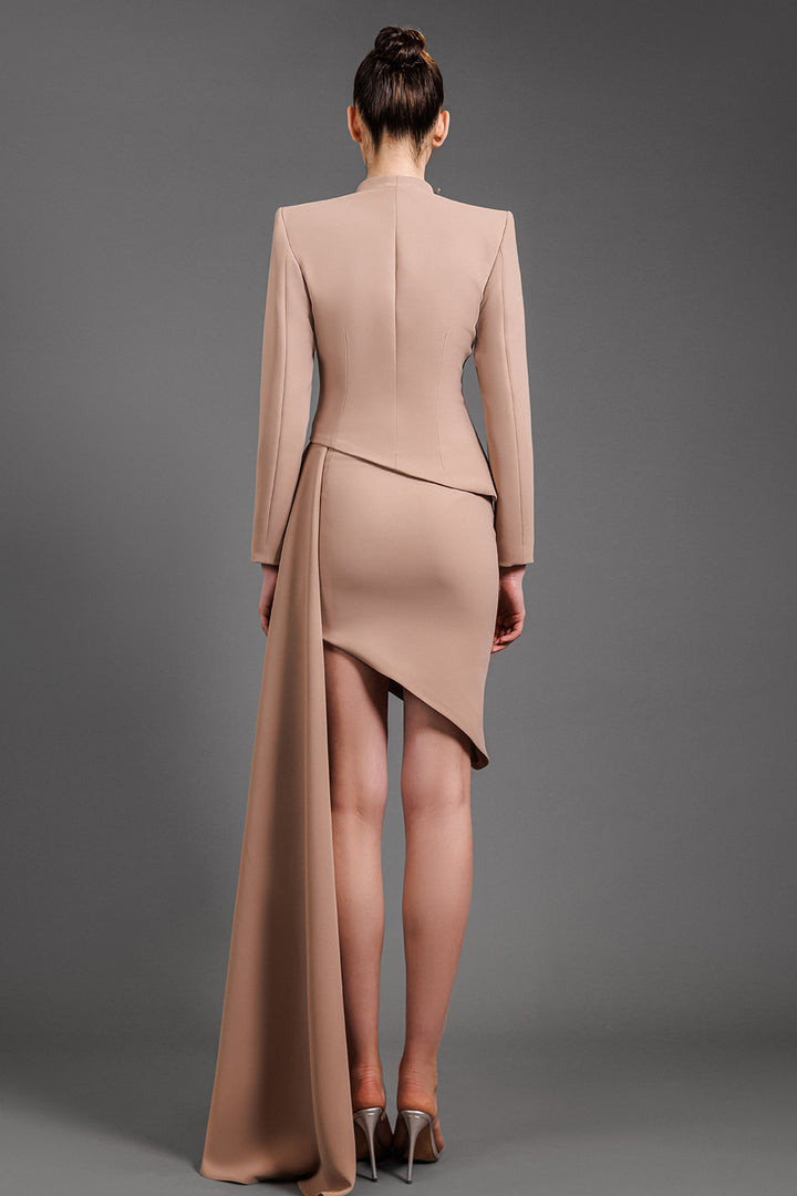 Crepe Blazer and Draped Skirt