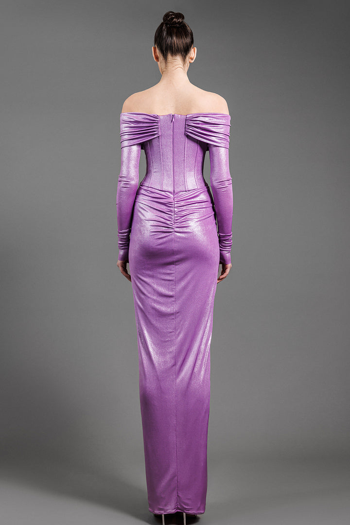 Long Sleeves Off-The-Shoulder Jersey Dress