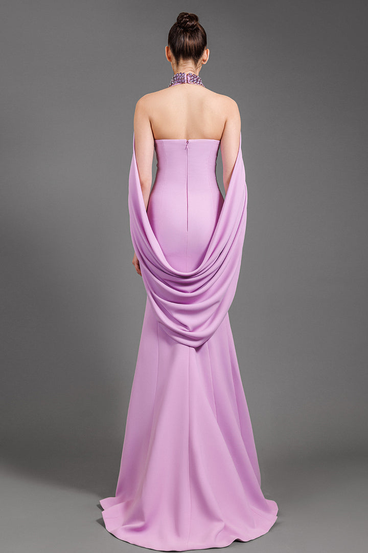 Halter Neck Crepe with Mermaid Dress